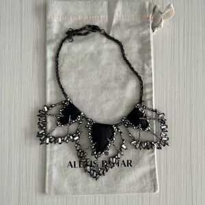 Alexis Bittar Black Lucite Crystal Statement Necklace